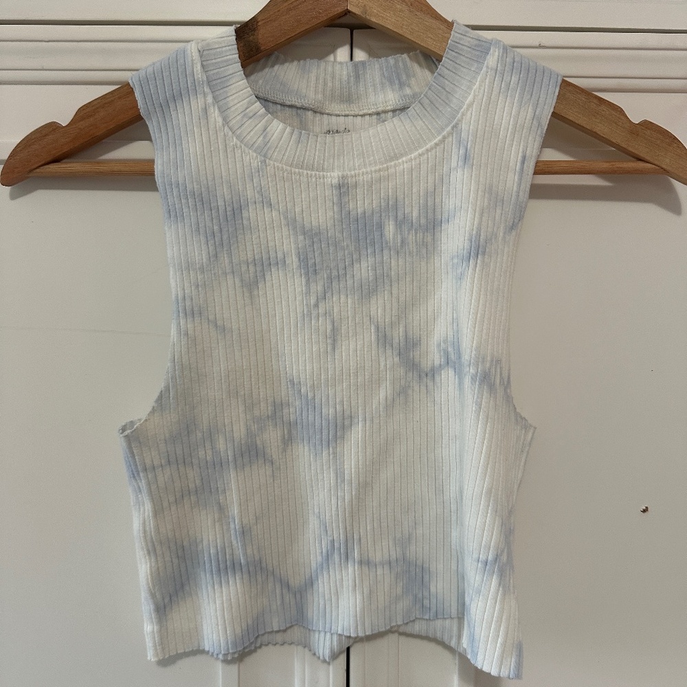Aerie Blue Tie Dyed Cropped Tank Top